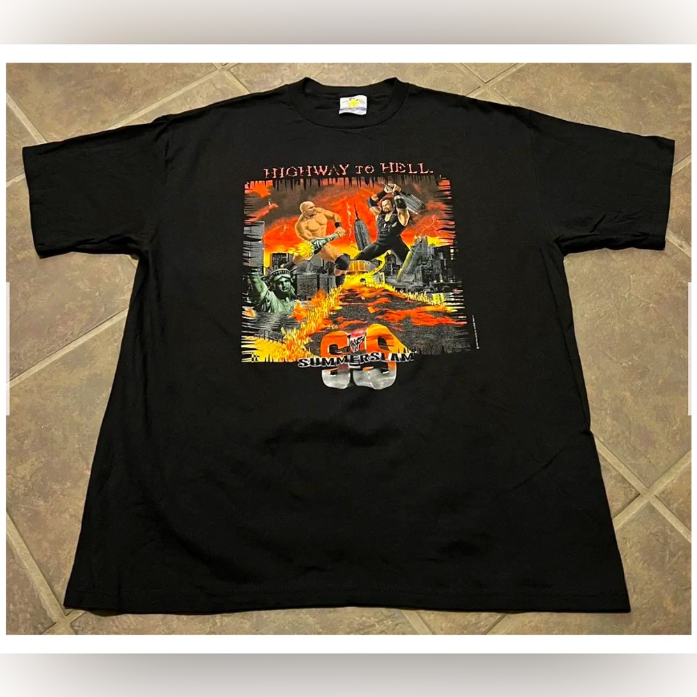 Vintage 1998 WWF WWE SummerSlam. Highway To Hell T Shirt. XL.